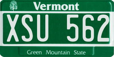 VT license plate XSU562