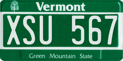 VT license plate XSU567