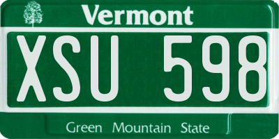 VT license plate XSU598