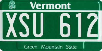 VT license plate XSU612