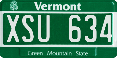 VT license plate XSU634