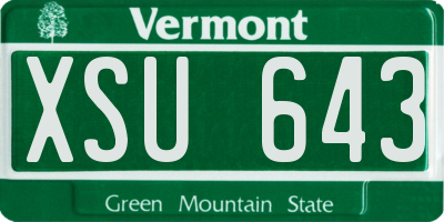 VT license plate XSU643