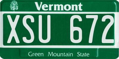 VT license plate XSU672