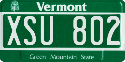 VT license plate XSU802