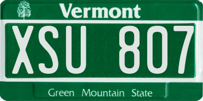 VT license plate XSU807