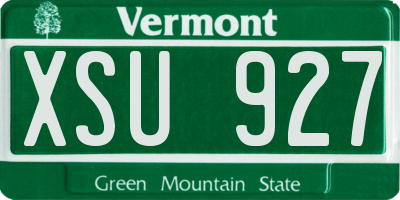 VT license plate XSU927