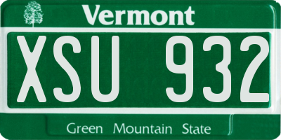 VT license plate XSU932
