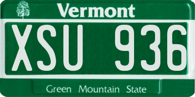 VT license plate XSU936