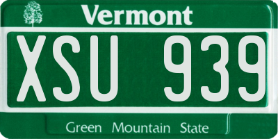 VT license plate XSU939