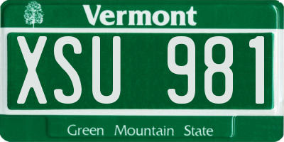 VT license plate XSU981
