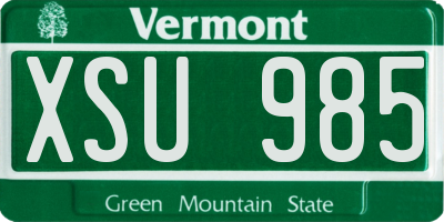 VT license plate XSU985