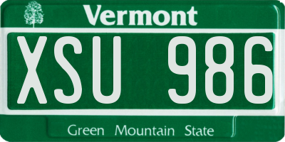 VT license plate XSU986