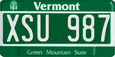 VT license plate XSU987