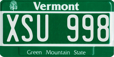 VT license plate XSU998