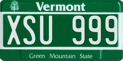 VT license plate XSU999