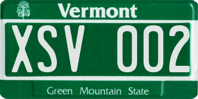 VT license plate XSV002