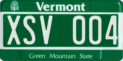 VT license plate XSV004