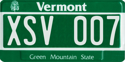 VT license plate XSV007