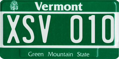 VT license plate XSV010