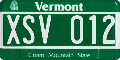 VT license plate XSV012