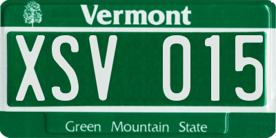 VT license plate XSV015