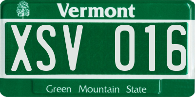 VT license plate XSV016