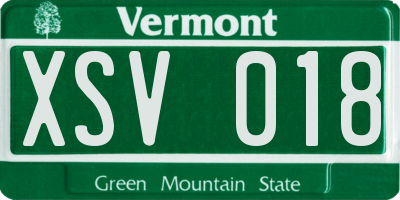 VT license plate XSV018