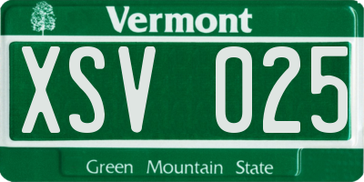 VT license plate XSV025