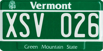 VT license plate XSV026