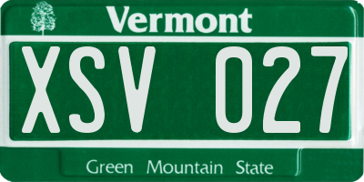 VT license plate XSV027