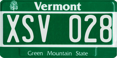 VT license plate XSV028