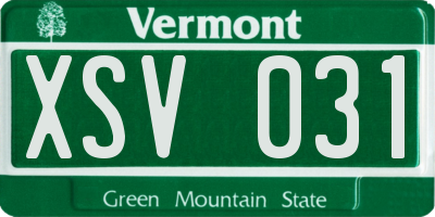 VT license plate XSV031