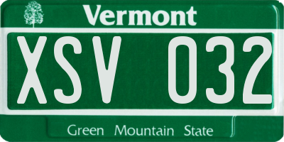 VT license plate XSV032