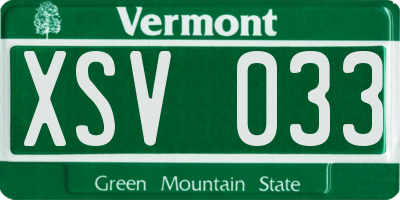 VT license plate XSV033