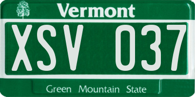 VT license plate XSV037