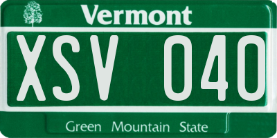 VT license plate XSV040