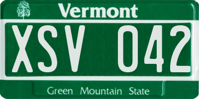 VT license plate XSV042