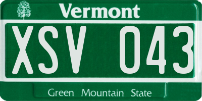 VT license plate XSV043
