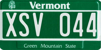 VT license plate XSV044
