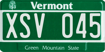 VT license plate XSV045