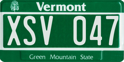 VT license plate XSV047