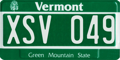 VT license plate XSV049