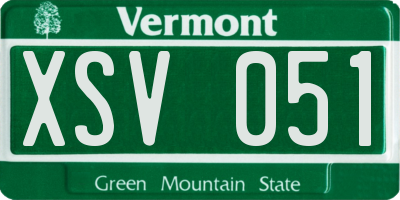 VT license plate XSV051