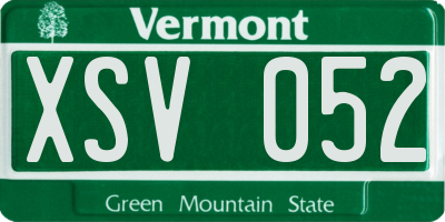 VT license plate XSV052