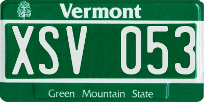 VT license plate XSV053