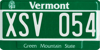 VT license plate XSV054