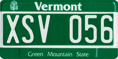 VT license plate XSV056