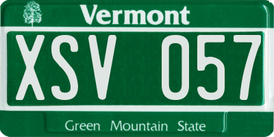 VT license plate XSV057
