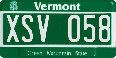 VT license plate XSV058