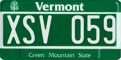 VT license plate XSV059